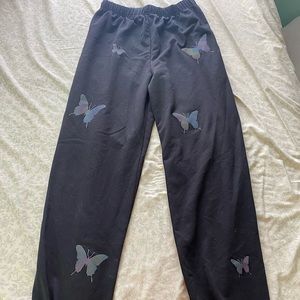 Reflective butterfly black sweatpants